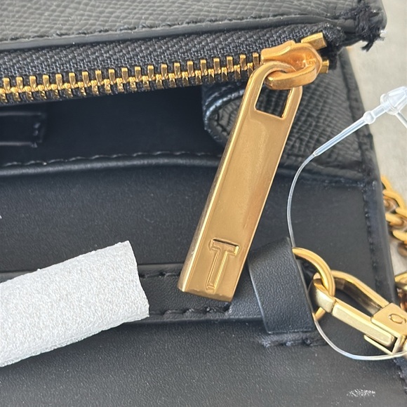 Ted Baker London Kira Rose Clutch Brushed Gold Black Leather Shoulder Handbag - Picture 10 of 16